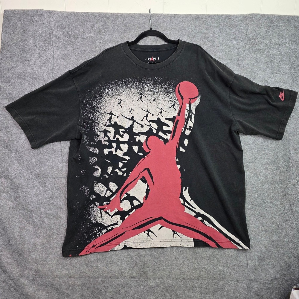 Jordan Mens Oversized Graphic T-Shirt Black Red Jumpman HQ8982-010 XL